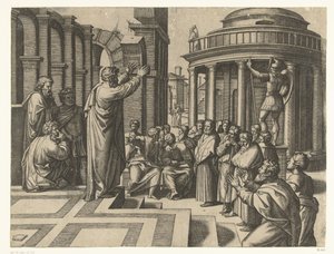 Paweł naucza w Atenach autorstwa Marcantonio Raimondi