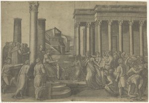 Salomon i królowa Saby autorstwa Marcantonio Raimondi