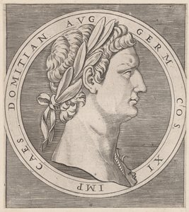 Zwierciadło rzymskiej świetności: Domicjan, z Dwunastu Cezarów, ca. 1500-1534., ca. 1500-1534. autorstwa Marcantonio Raimondi