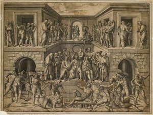 Męczeństwo św. Wawrzyńca, ok. 1525 autorstwa Marcantonio Raimondi