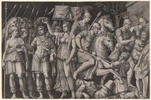 Trajan ukoronowany zwycięstwem autorstwa Marcantonio Raimondi