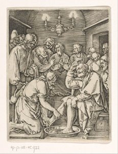 Mycie stóp Piotra Męka Chrystusa (tytuł serii) autorstwa Marcantonio Raimondi