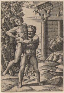 Herkules i Anteusz autorstwa Marcantonio Raimondi, after Raphael