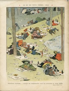 Ilustracja Marcela Capy (1865-1941) w Le Lire, 28.05.10 - Gra w małe grube papiery - Hobby, Piknik, Kucharz gastronomiczny autorstwa Marcel Amable O.L. Capy