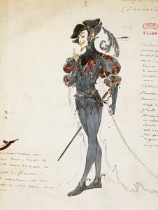 Mefistofeles, szkic kostiumu autorstwa Marcela Multzera (1866-1937) do Potępienia Fausta autorstwa Hectora Berlioza (1803-1869).