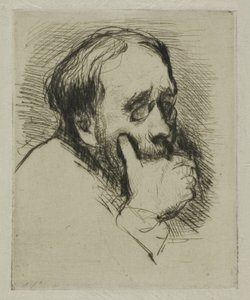 Portret Degasa z ręką nad ustami autorstwa Marcellin Gilbert Desboutin