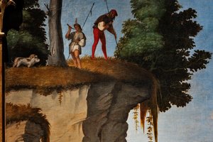 Scena polowania, fragment Adoracji Mędrców