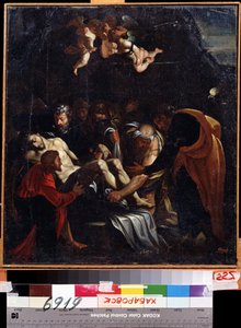Zdjęcie z krzyża. Wśród postaci przedstawionych wokół ciała Jezusa Chrystusa: Dziewica Maryja, św. Maria Magdalena, św. Józef z Arymatei i św. Nikodem. Obraz Marcelle Venusti (1512 lub 1515-1579). H