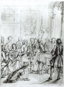 Koncert w Montague House, 1736 (pióro i tusz na ołówku na papierze)
