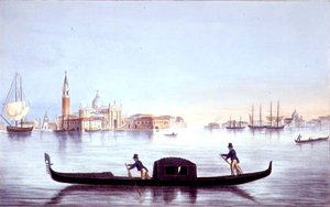 Gondola wenecka, grawerowana przez Brizeghela (lito) autorstwa Marco (after) Moro