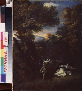 Cephalus et Procris (Cephalus i Procris). Peinture de Marcantonio Franceschini (1648-1729), huile sur toile. Sztuka włoska (Bolonia)