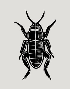 Ciemna twarz z blizną, 2023 (linoleum na papierze) autorstwa Marco Campedelli
