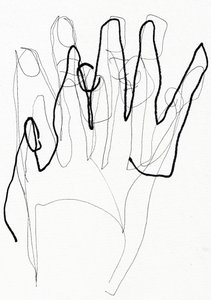 Psyco Hand, 2017 (pióro i marker na papierze) autorstwa Marco Campedelli