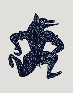 Wilkołak, 2023 (linoleum na papierze) autorstwa Marco Campedelli