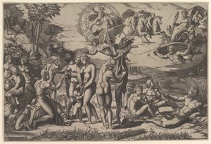 Wyrok Paryża, 1515-27. autorstwa Marco Dente