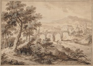 Krajobraz z mostem, 1700-1729. autorstwa Marco Ricci
