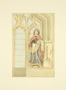 Figura królowej Elżbiety w kaplicy Mariackiej St Mary Redcliffe (ołówek i akwarela na papierze) autorstwa Marcus H. Homes