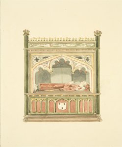 Pomnik Williama Canyngesa w St Mary Redcliffe (ołówek i akwarela na papierze) autorstwa Marcus H. Homes