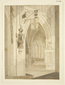 Pomnik Penna, banery itp. w St Mary Redcliffe (ołówek i akwarela na papierze)