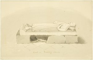 Grób Sir Johna Lamingtona w St Mary Redcliffe (ołówek i akwarela na papierze) autorstwa Marcus H. Homes