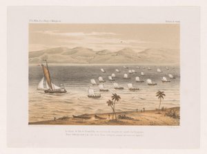 Wyjazd króla Nossi-Faly na pogrzeb ojca Le départ du Roi de Nossi-Faly au tombeau de son père en société des Voyageurs (...) (tytuł obiektu) Podróż François P.L. Pyłek na Madagaskar (tytuł serii) FPL Pyłek R. s autorstwa Marcus Jacob Goedkind