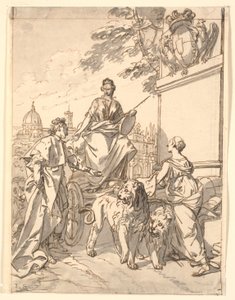 Arkusz alegoryczny z okazji wjazdu księcia Franciszka III do Florencji 1739 autorstwa Marcus Tuscher