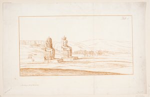 Ilustracja do „Rysunki niektórych ruin i kolosalnych posągów w Tebach w Egipcie z opisem sławy w liście do Royal Society”, Londyn 1741