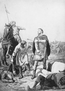 Pojmanie cesarza Romanusa Diogenesa przez Alp Arslani w 1071 r. (litografia)
