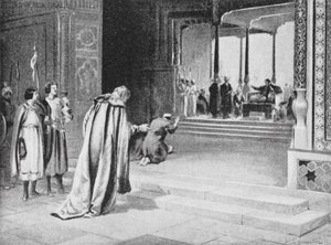 Geoffrey de Langley z Bar Saumą przed Arghun Khanem autorstwa Margaret (after) Dovaston
