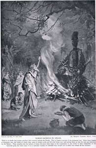 Składanie ofiar z ludzi przez druidów, ilustracja z "Hutchinson