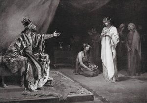 Małżeństwo asyryjskiej księżniczki z Kara-indaszem, królem Babilonu (litografia) autorstwa Margaret (after) Dovaston