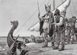 Ruryk wyrusza do kraju Słowian, AD 862 (litografia)