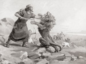 Tiglat-Pileser zabijający lwa, z Hutchinson