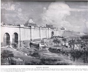 Babylon Restored, ilustracja z "Historii narodów" Hutchinsona (litografia) autorstwa Margaret Dovaston
