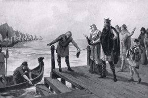 Edgar Spokojny przeprowadzający przegląd marynarki wojennej AD973 autorstwa Margaret Dovaston