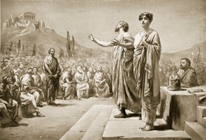 Perykles błagający o Aspazję, ilustracja z "Hutchinson