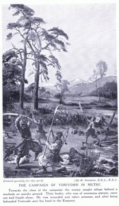 Kampania Yoriyoshiego w Mutsu (litografia) autorstwa Margaret Dovaston