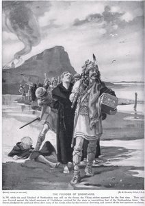 Splądrowanie Lindisfarne AD793 autorstwa Margaret Dovaston