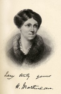 Harriet Martineau (1802-1876) ilustracja z „Małych podróży do domów sławnych kobiet”, opublikowana w 1827 r. autorstwa Margaret Gillies