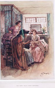 Cyganie przepowiadają swoją przyszłość, ilustracja z „Wikariusza Wakefielda” Olivera Goldsmitha, ok. 1910
