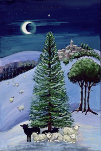 Owce w zimowym krajobrazie autorstwa Margaret Loxton