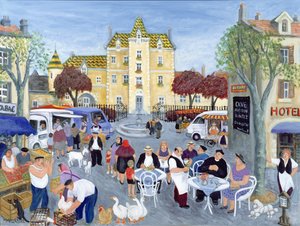Rynek Miejski w Burgundii (olej na płótnie) autorstwa Margaret Loxton