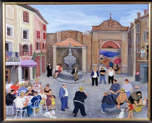 Wioska w Prowansji (olej na płótnie) autorstwa Margaret Loxton