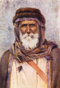 Druzyjski szejk (kolorowa litografia) autorstwa Margaret Thomas