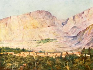 Wioska druzyjska w Libanie (kolorowa litografia)