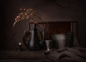 Nastrojowa rustykalna martwa natura autorstwa Margareth Perfoncio
