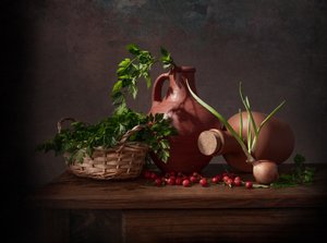Rustykalna martwa natura w kuchni autorstwa Margareth Perfoncio