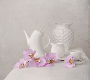 Martwa natura z białą orchideą autorstwa Margareth Perfoncio
