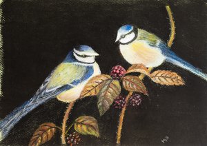 Niebieskie cycki na uczcie, 2021 (pastel)