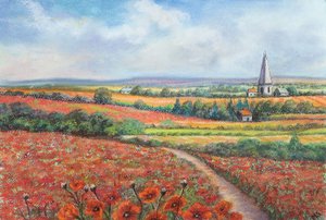 Pole maku Cotswold, 2022 (pastel) autorstwa Margo Starkey